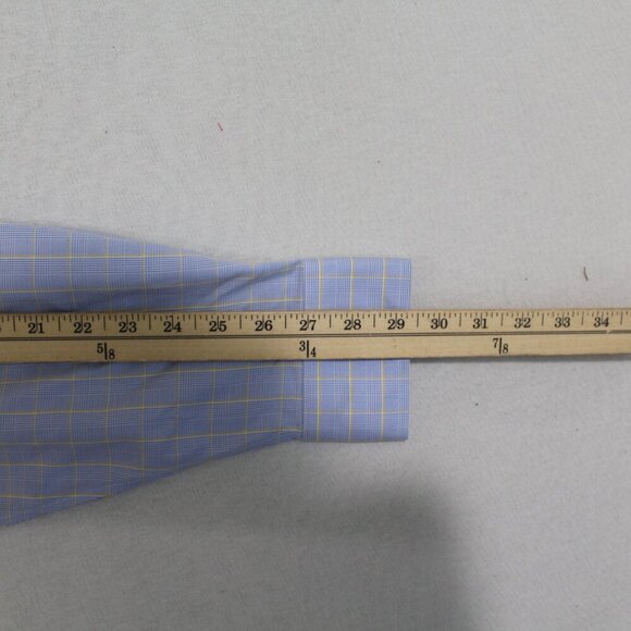 Lands End Blue Button Down Shirt Striped Supima Size 15.5 - Picture 6 of 8